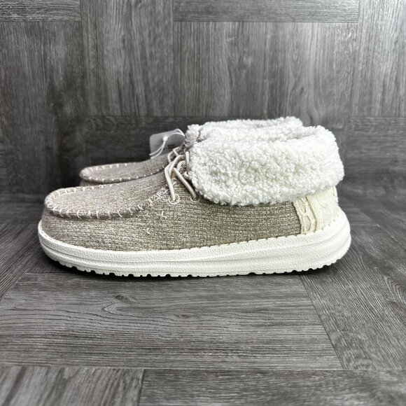 Hey Dude Wendy Fold Brushed Cozy Kids size 1 Fleeced Lined Shoes - Picture 2 of 8